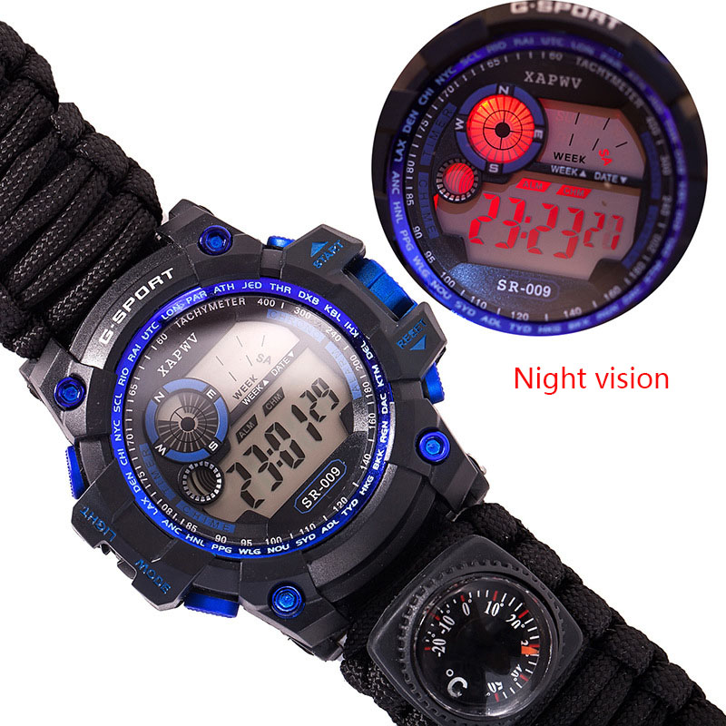 Reloj paracord digital tactico militar termometro brujula EDC - Imagen 3