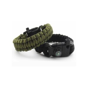 Pulsera paracord 5 en 1: Brazalete brujula pedernal sibato navaja