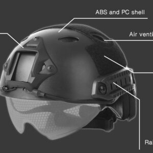 Casco tactico militar exterior CS Airsoft Paintball Base con visera