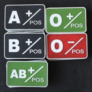 Parche tipo sanguineo PVC con contactel.