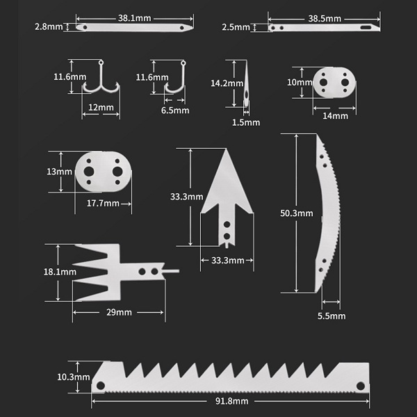 Multiherramienta plana 22 en 1 Gancho de pesca Tenedor Sierra Flecha F-105 - Imagen 5