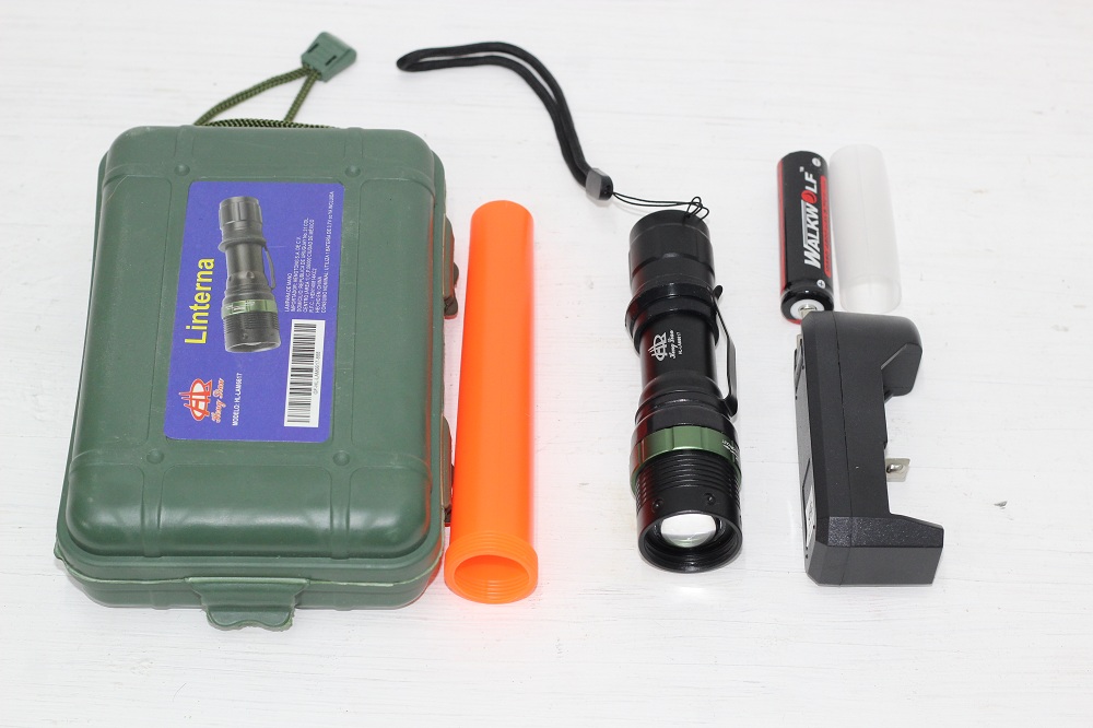 Lampara led de mano T6 con cono naranja 3 pasos