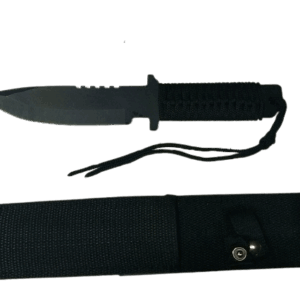 Cuchillo supervivencia campamento plano corto con paracord