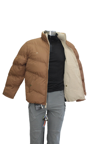 Chamarra pluma de ganso doble vista cafe claro / caky - Imagen 7