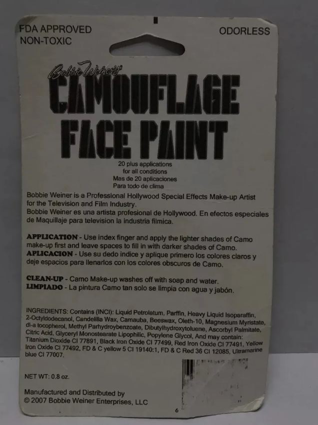 Pintura maquillaje Camuflaje Combate Dama O Caballero F-166 - Imagen 2