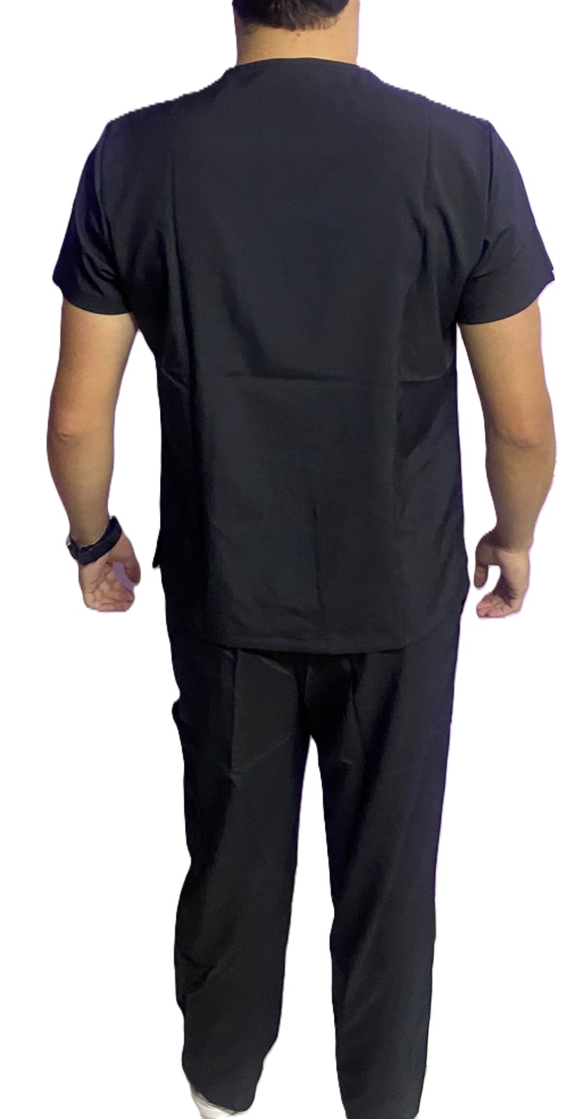 Scrub Pijama Conjunto enfermería clásica unisex uniforme médico, pantalones quirúrgicos dentales, ropa trabajo laboratorio, S-11-Negro - Imagen 3
