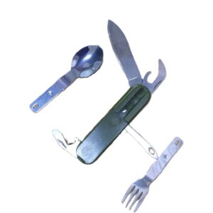 Multi Herramienta con cubiertos y funda campamento Camping F-178 verde